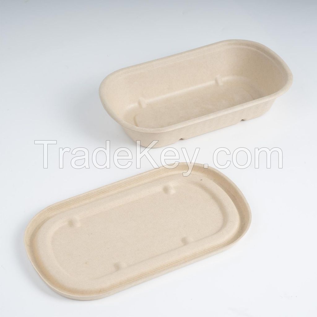 Oval Biodegradable Food Bowl With Lid