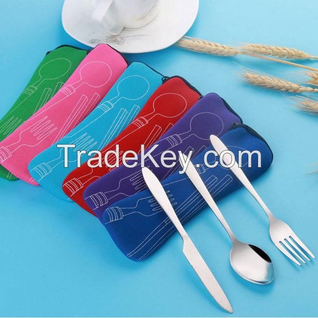 3 Pcs Camping Utensil Set With Neoprene Case