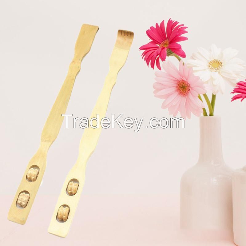 Bamboo Back Scratcher With Massage Rollers