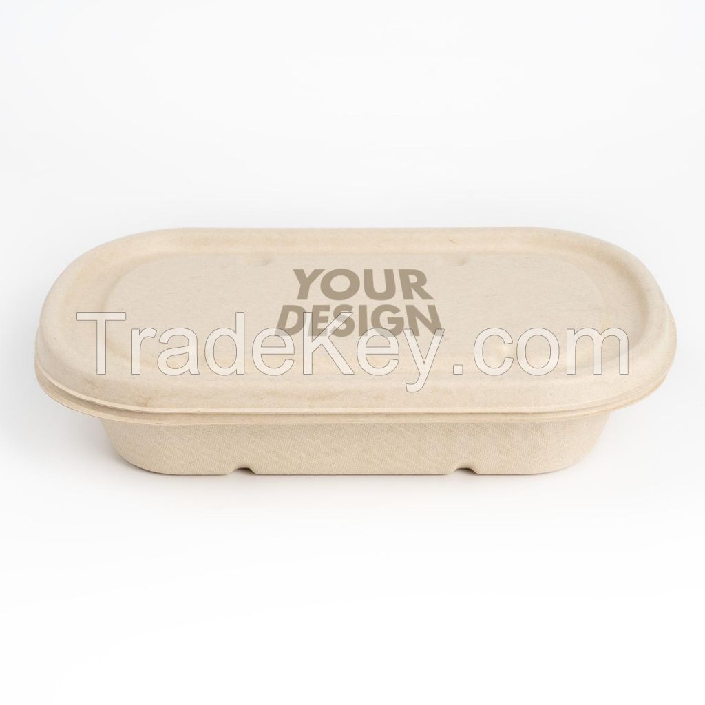 Oval Biodegradable Food Bowl With Lid
