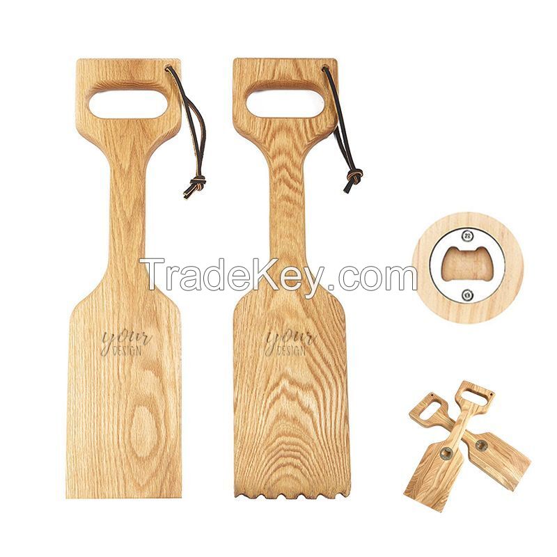 Wood BBQ Grill Scraper With Opener
