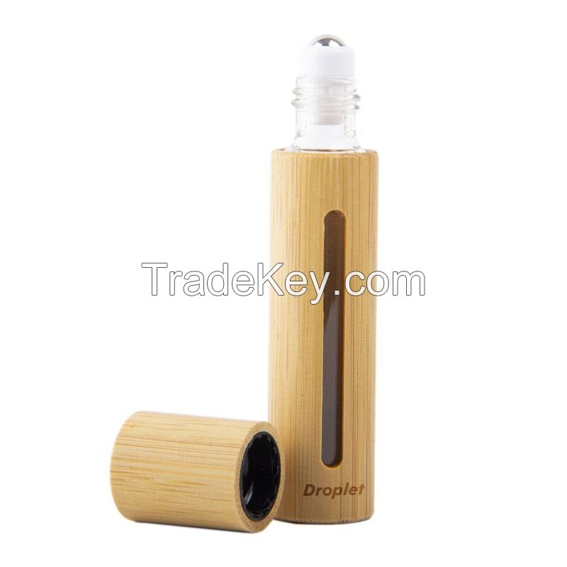 10ml Bamboo Glass Roll On Bottle With Window