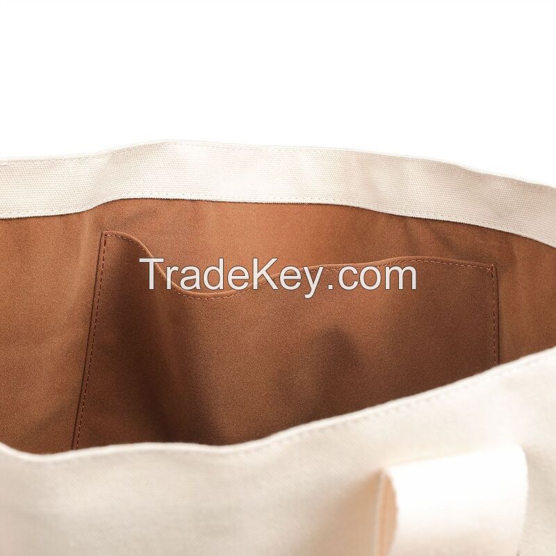 Women Logo Strap Canvas Tote Bag