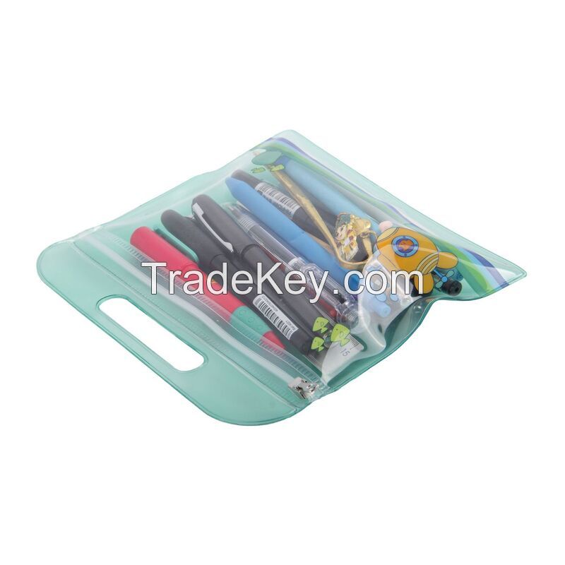 Clear Zippered Reclosable Pouch With Die Cut Handle