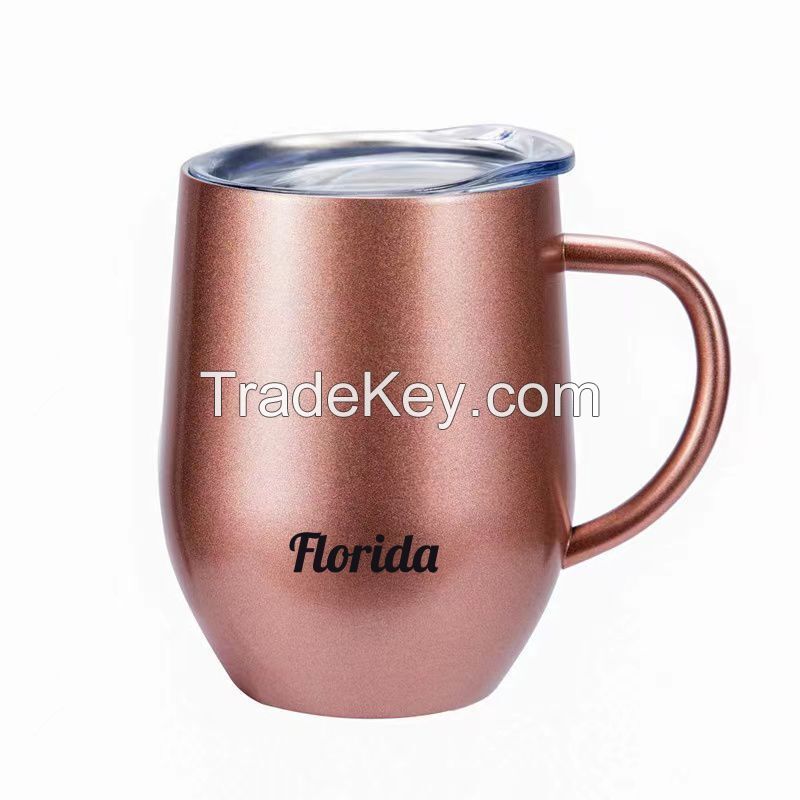 12 oz. Stainless Steel Wine Tumbler With Handle