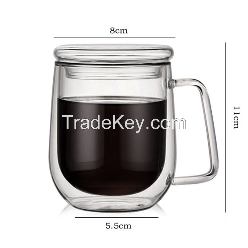 14 oz. Double-layer Glass Mug With Lid