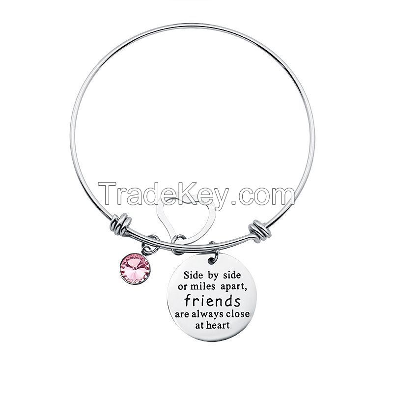 Custom Metal Adjustable Charm Bangle Bracelet