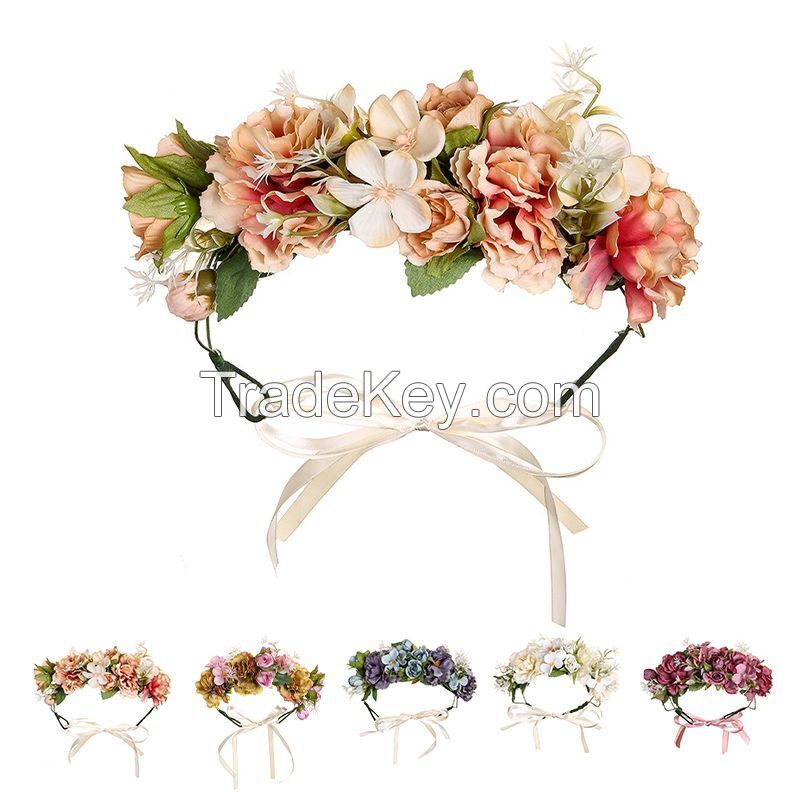 Adjustable Flower Wreath Headband