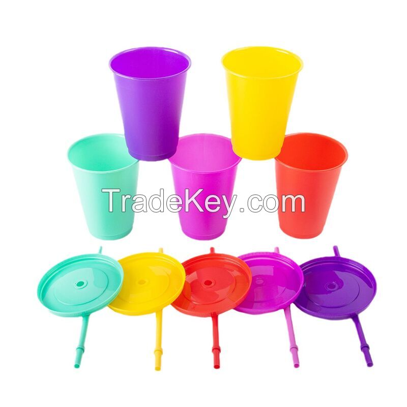 16 oz. Plastic Tumbler With Lid And Straw