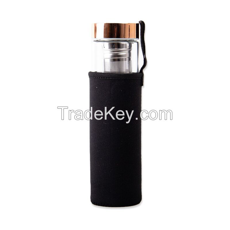 17 oz. Crystal Glass Water Bottle With Tea Infuser