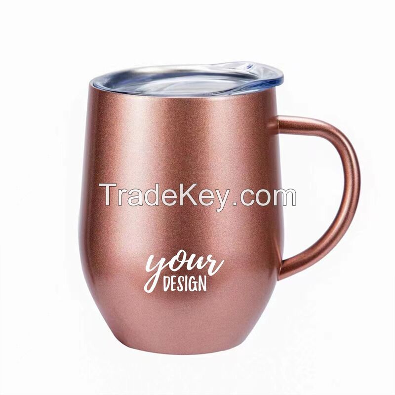 12 oz. Stainless Steel Wine Tumbler With Handle