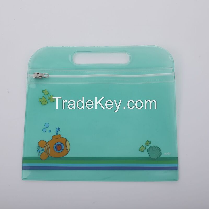 Clear Zippered Reclosable Pouch With Die Cut Handle