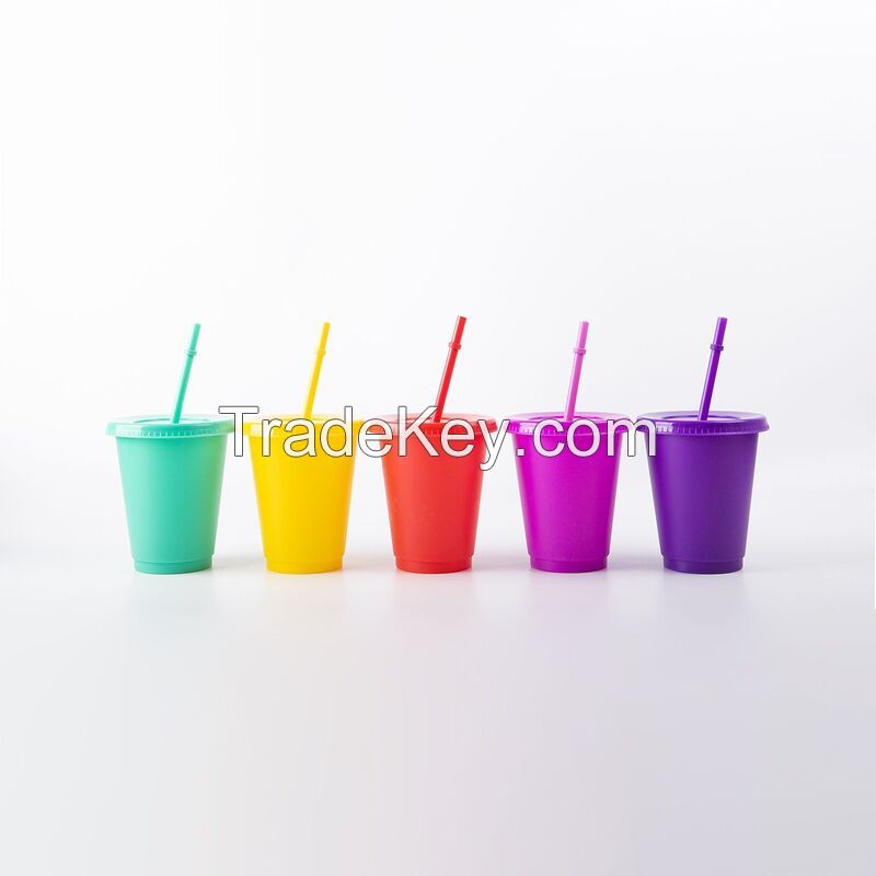 16 oz. Plastic Tumbler With Lid And Straw