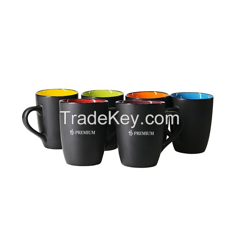 Black Matte Ceramic Mug With Colored Interior