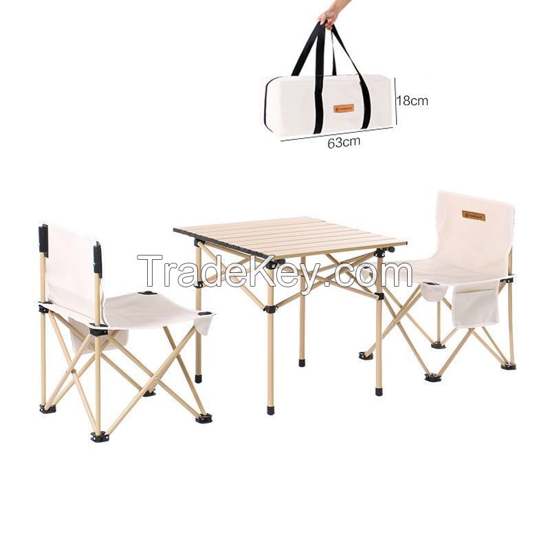 3Pcs Folding Camping Table And Chair With Carrying Bag