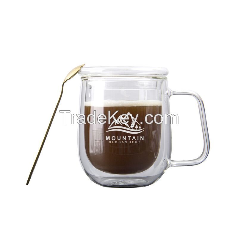 14 oz. Double-layer Glass Mug With Lid