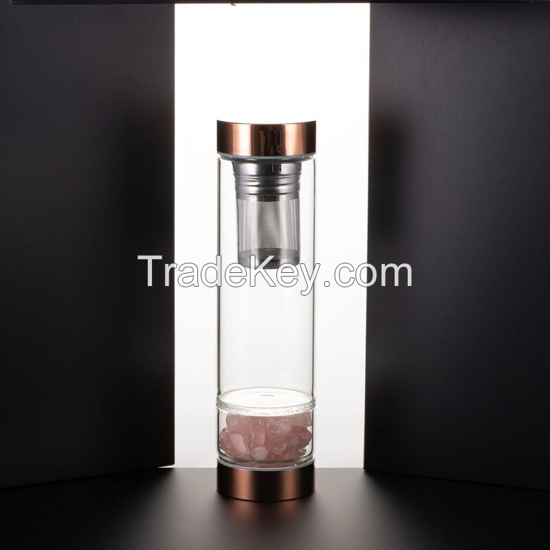 17 oz. Crystal Glass Water Bottle With Tea Infuser