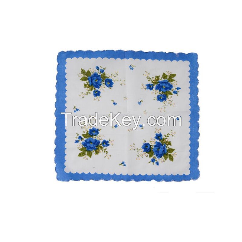 Vintage Floral Print Cotton Handkerchief