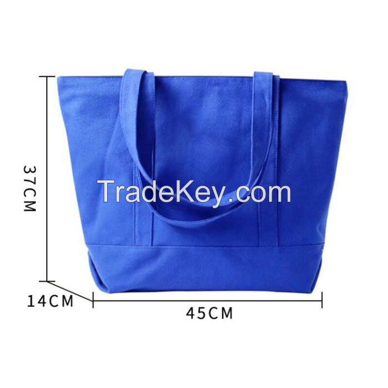 Large Canvas Zippered Tote Shoulder Bag