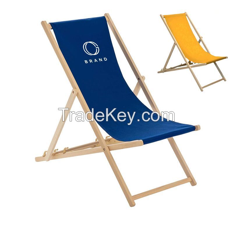 Adjustable Folding Wood Beach Sling Chair
