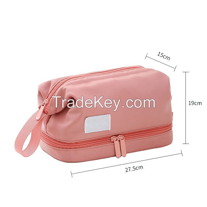 Double Layer Cosmetic Bag With Brush Compartment