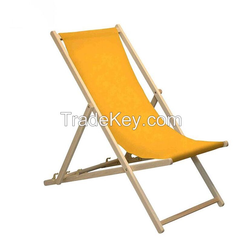 Adjustable Folding Wood Beach Sling Chair