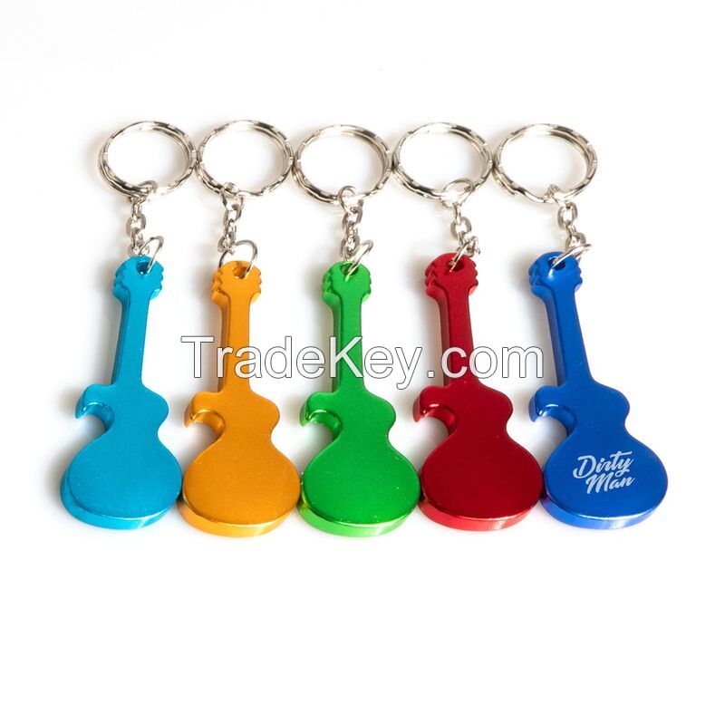 Guitar Shape Bottle Opener Keychain