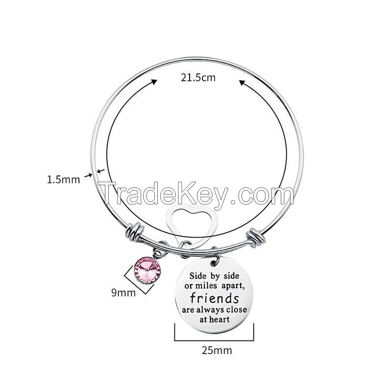 Custom Metal Adjustable Charm Bangle Bracelet