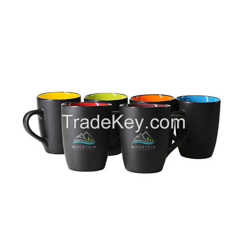 Black Matte Ceramic Mug With Colored Interior