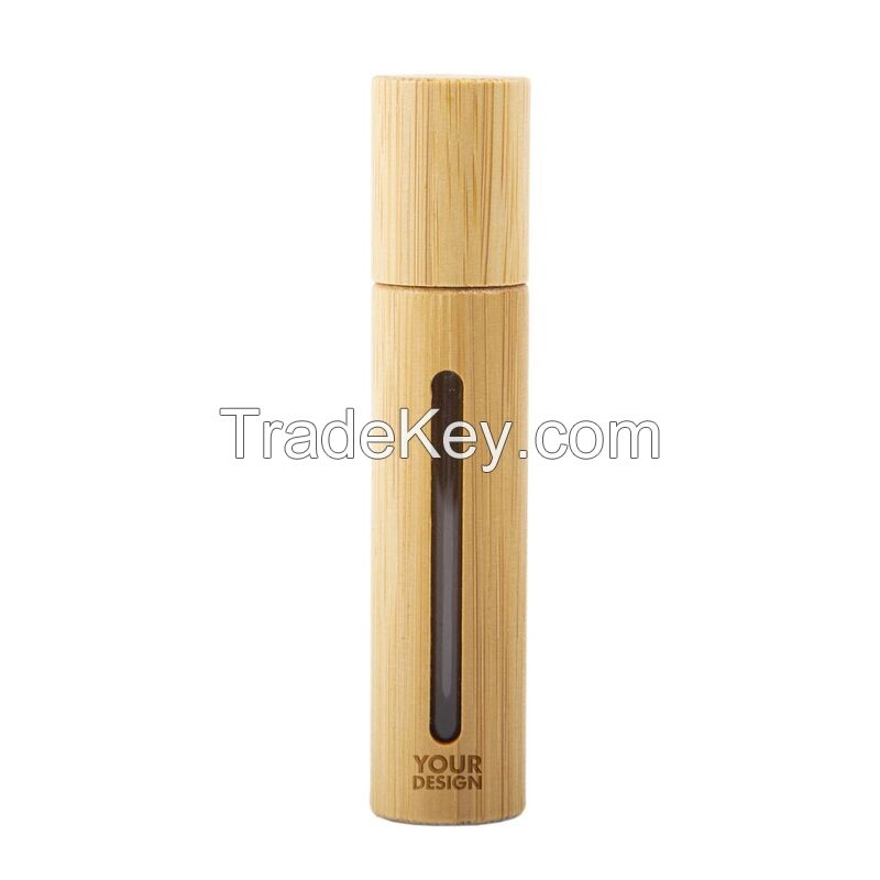 10ml Bamboo Glass Roll On Bottle With Window