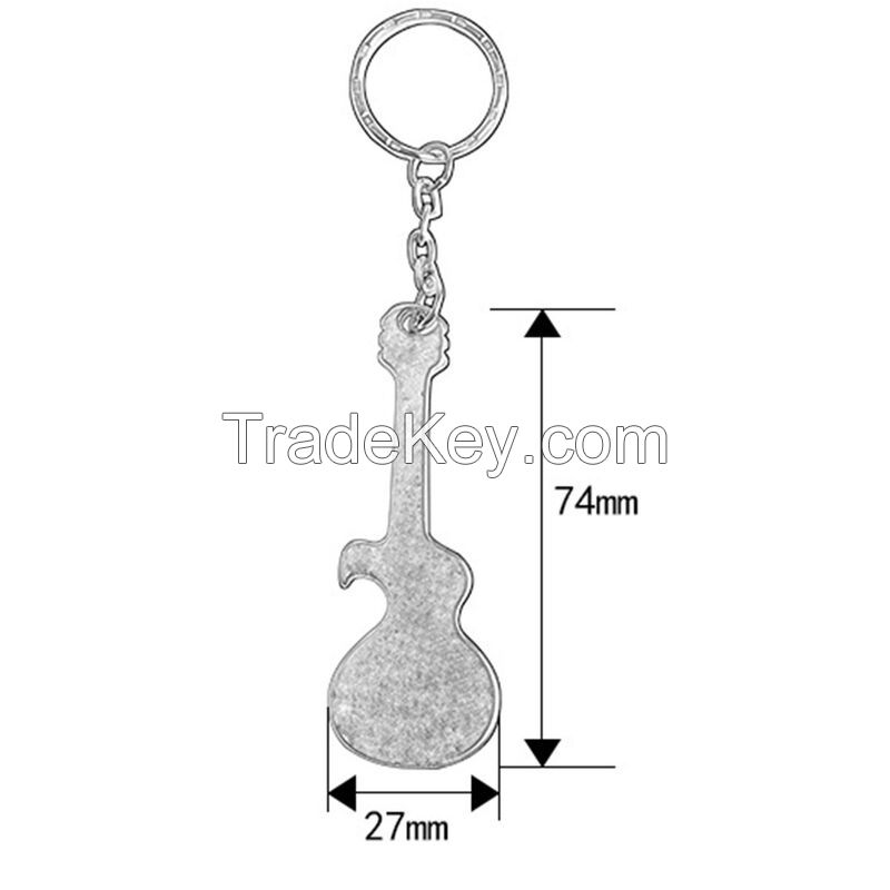 Guitar Shape Bottle Opener Keychain