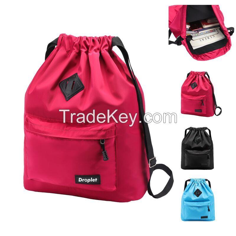 Nylon Water Resistant Drawstring Backpack