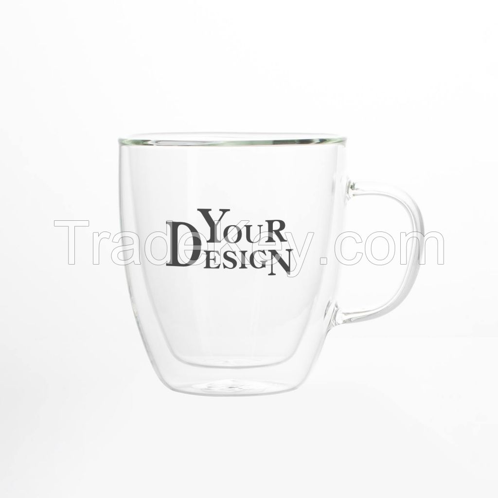 15 oz. Insulated Glass Coffee Cup With Handle