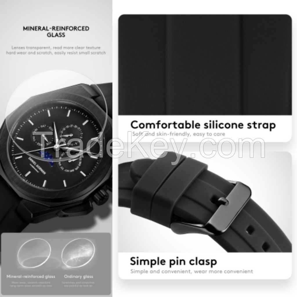 Men's Dress Watch, Quartz Analog Waterproof Leather Band Wrist Watches for Men, Easy Reader Big Face Stainless Steel Luxury Men Watch