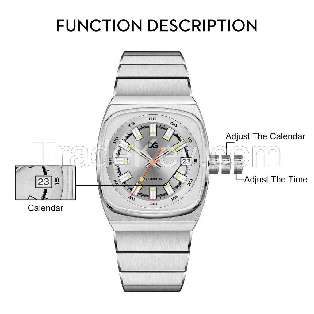 Automatic Watch for Men Analog Luminous Stainless Steel Men's Wrist Watches with Auto Date Calendar and Second hand, 50M Waterproof Easy Reader Big Face Mens Luxury Watch