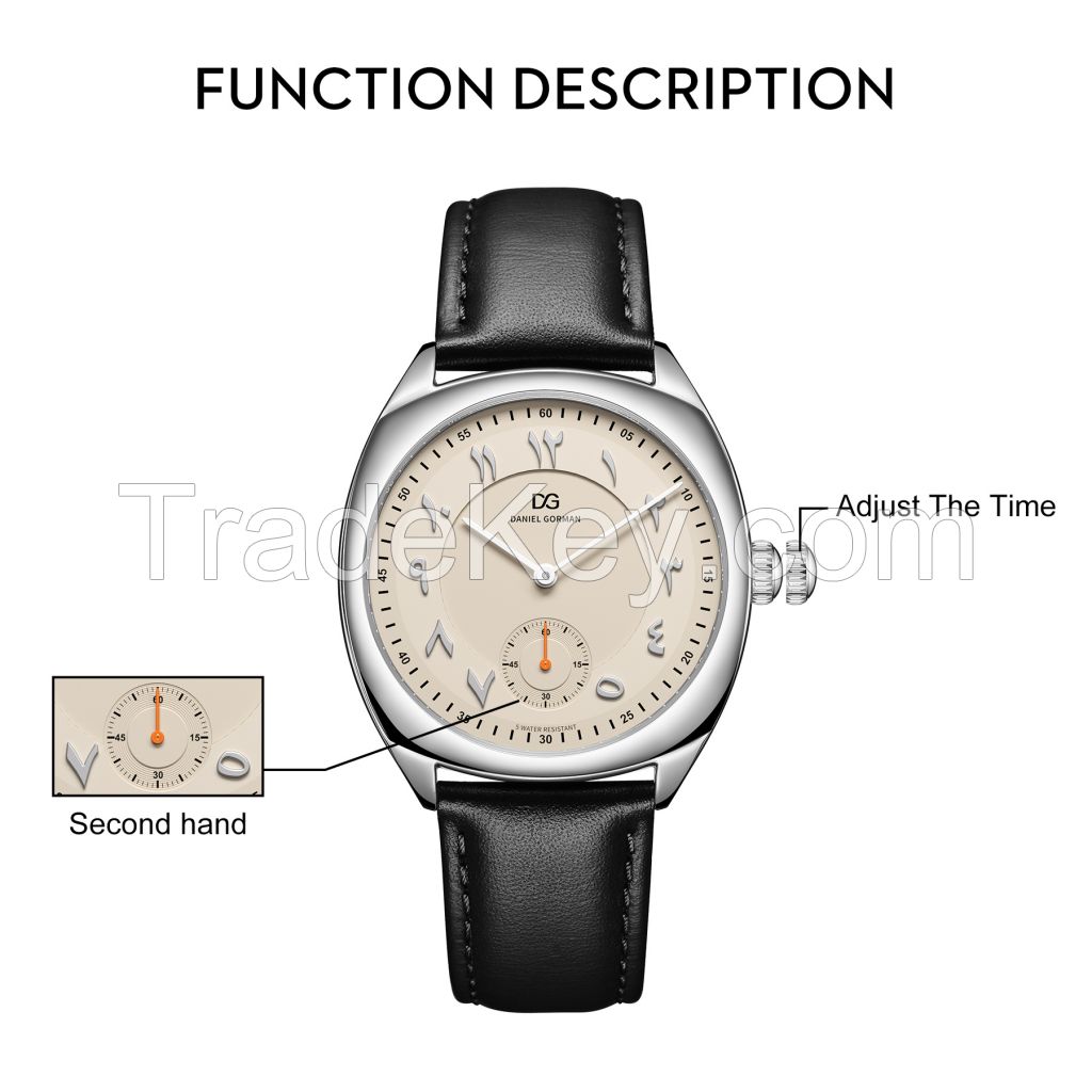 Men's Dress Watch, Quartz Analog Waterproof Leather Band Wrist Watches for Men, Easy Reader Big Face Stainless Steel Luxury Men Watch