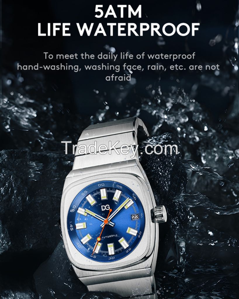 Automatic Watch for Men Analog Luminous Stainless Steel Men's Wrist Watches with Auto Date Calendar and Second hand, 50M Waterproof Easy Reader Big Face Mens Luxury Watch