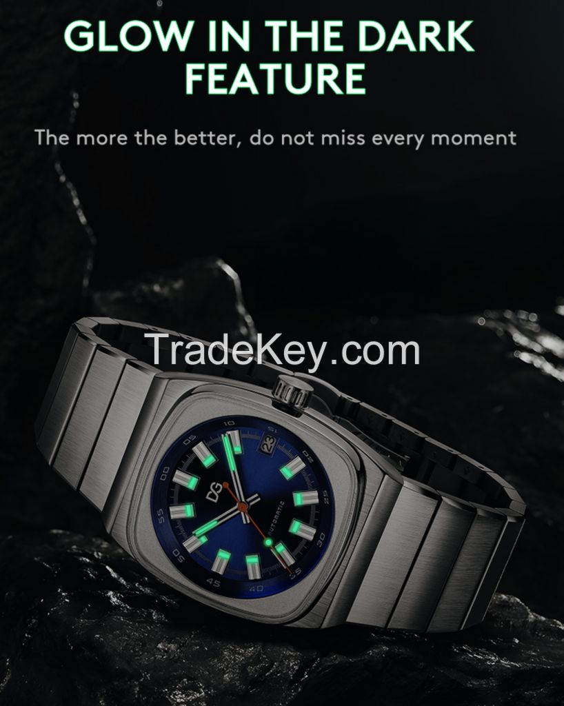 Automatic Watch For Men Analog Luminous Stainless Steel Men's Wrist Watches With Auto Date Calendar And Second Hand, 50m Waterproof Easy Reader Big Face Mens Luxury Watch