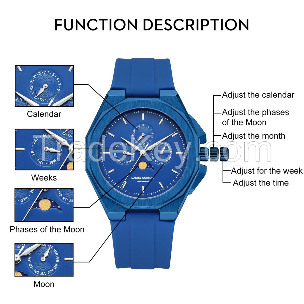 Men's Luxury Watch, Quartz Analog Waterproof Leather Band Wrist Watches for Men, Easy Reader Big Face Stainless Steel Luxury Men Watch