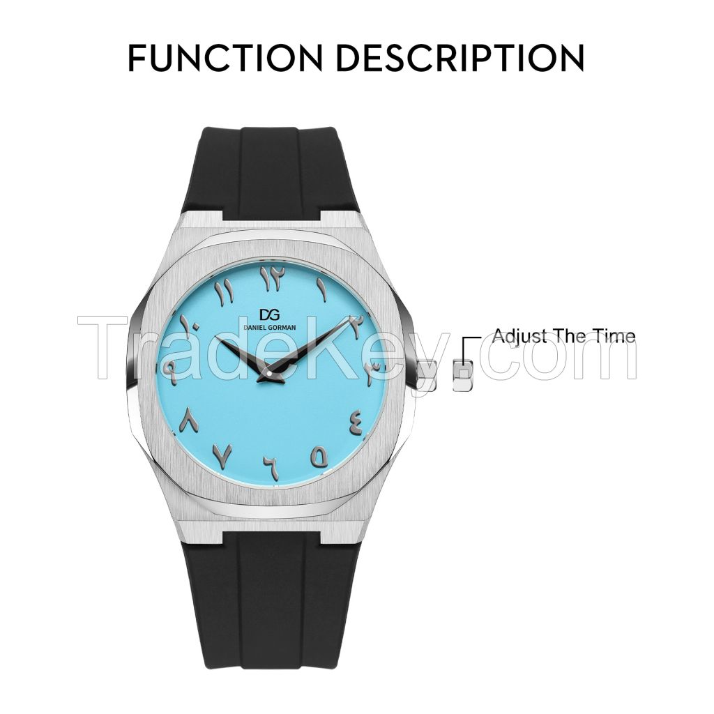 Men's Watch Quartz Analog Stainless Steel, 50m Waterproof Minimalist Thin Men Wrist Watches, Easy Reader Big Face Mens Luxury Watch With Super Soft Comfortable Silicone Band