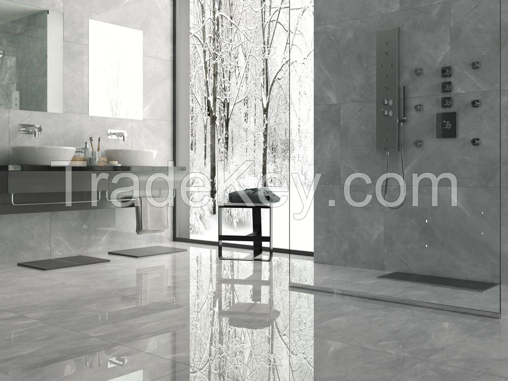 Marble Look Pulpi Grey 60x120cm Porcelain Ceramic Tiles For Floor and Wall Glossy Full Body