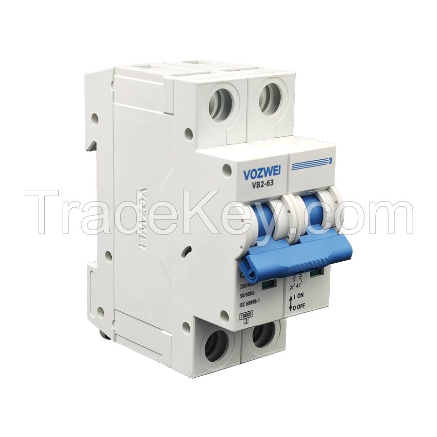 MCB VB2-63 C63 AC63A 1P AC230/400V  DC48/60V Miniature Circuit Breaker for telecom and energy storage