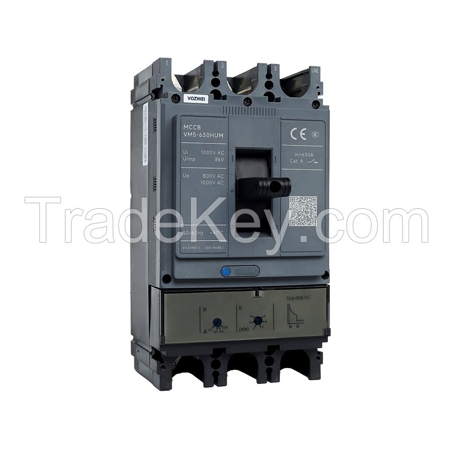 MCCB VM5-630HUM AC630A 3P AC800/1000V High voltage Molded case circuit breaker for solar energy and wind power