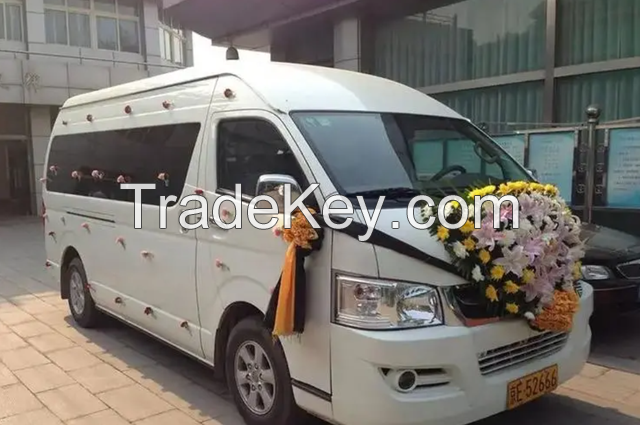   Funeral car, a specialized vehicle for transporting corpses, with a dedicated refrigerated cabinet inside