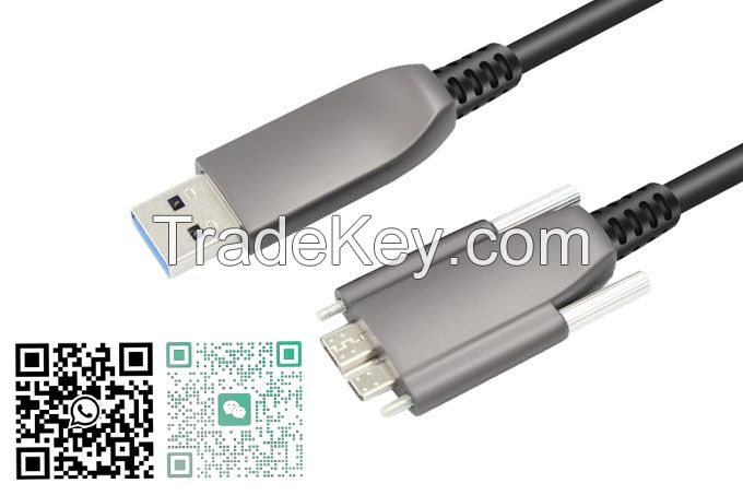 USB3.0 Fiber Optic Cable type-A Male to Micro-B for Basler, Dalsa, Jai Machine Vision Camera link