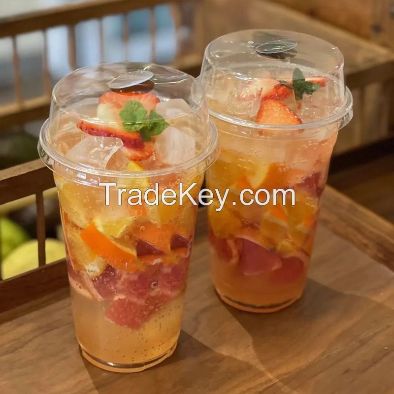 Wholesale Disposable Plastic Clear PET Round Deli Containers Cake Salad Cups Dessert Acai Bowls