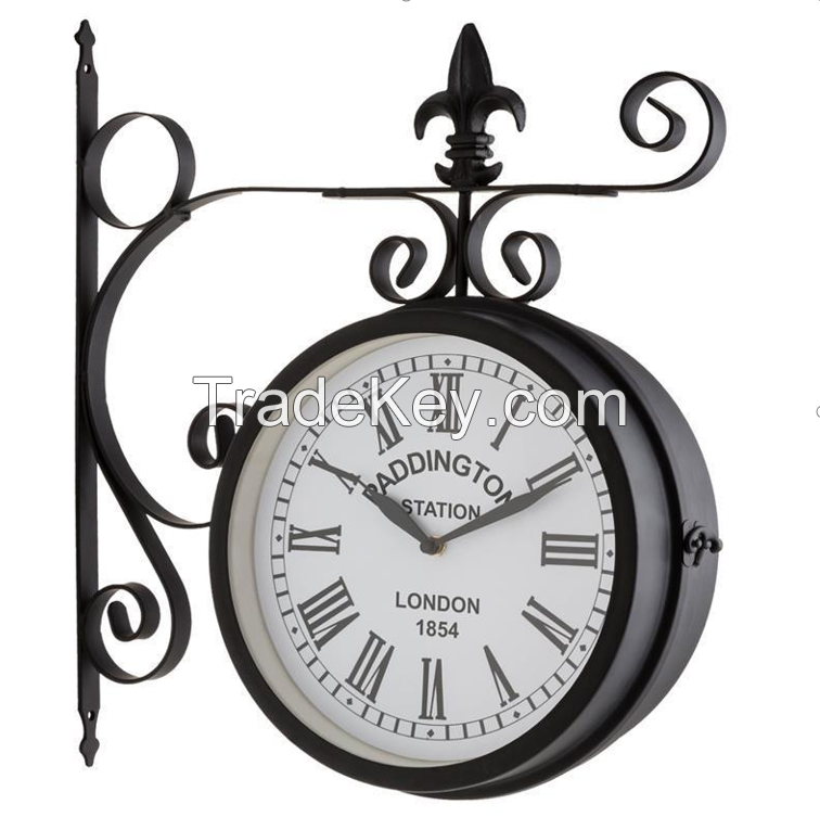 Double side Classic Wall Clock for Home and Garden Decor