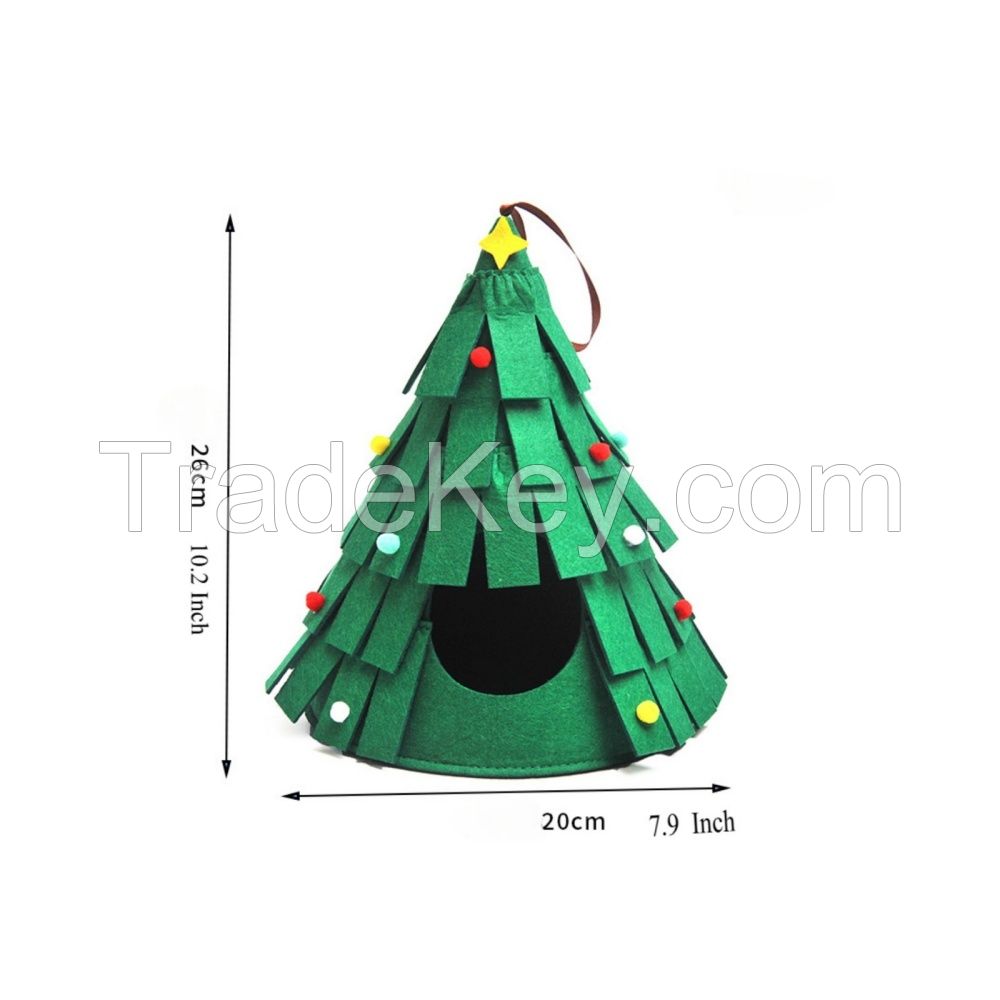 1PCS Christmas Felt Green bed house/nest for small annimal, christmas hamster nest, Cage Accessorie, Rabbit Chinchilla, Hedgehog, Bird Christmas, Tree Shape, big/small size, hang, christmas guinea pig bed