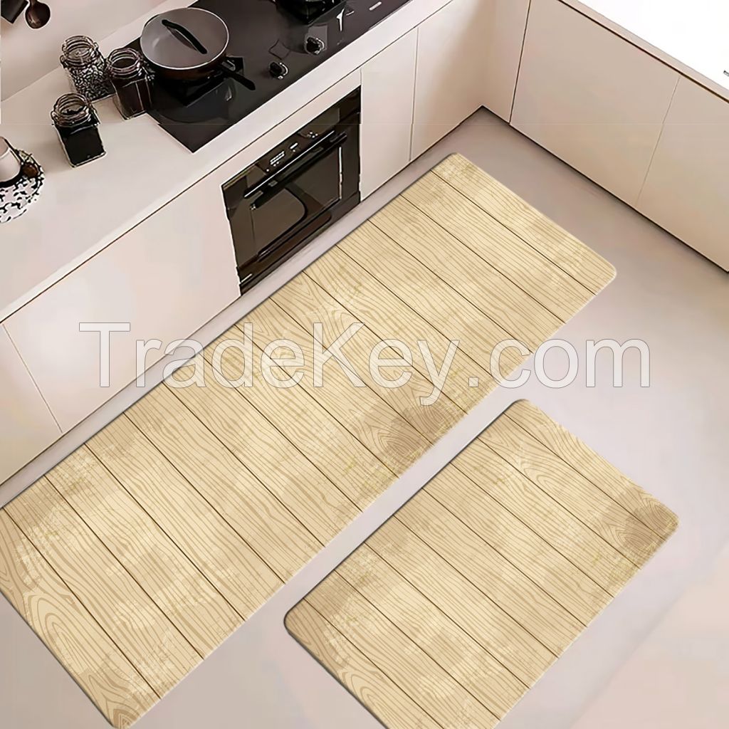 2 pcs of Morden patterns pu non-slip  kitchen mats