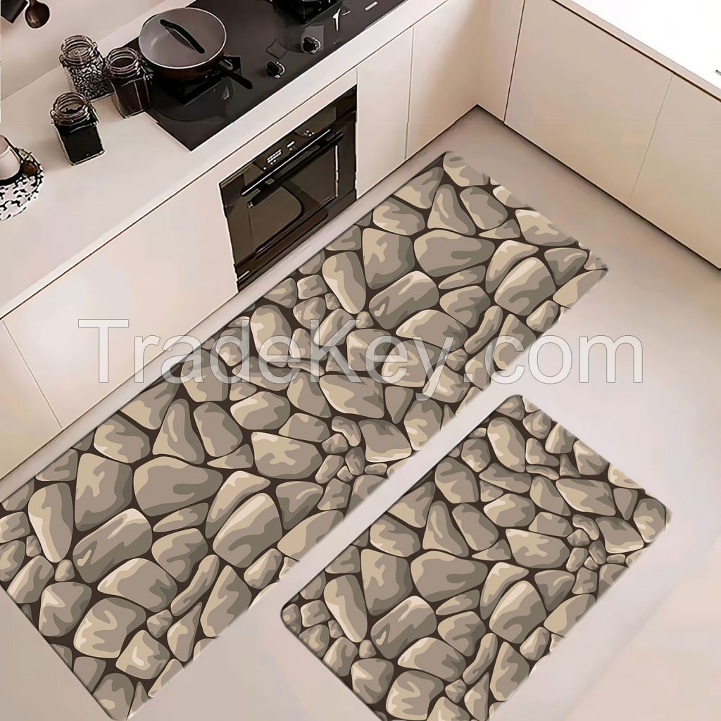 2 pcs of Morden patterns pu non-slip  kitchen mats